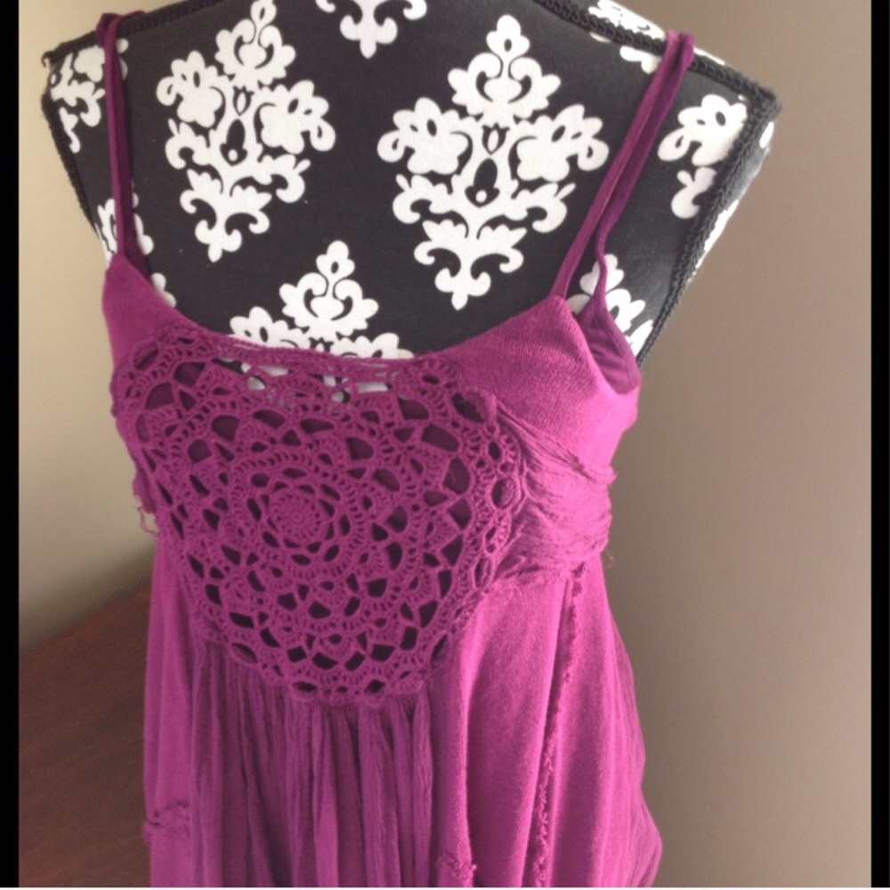 Free People dress purple crochet swing medium FP M